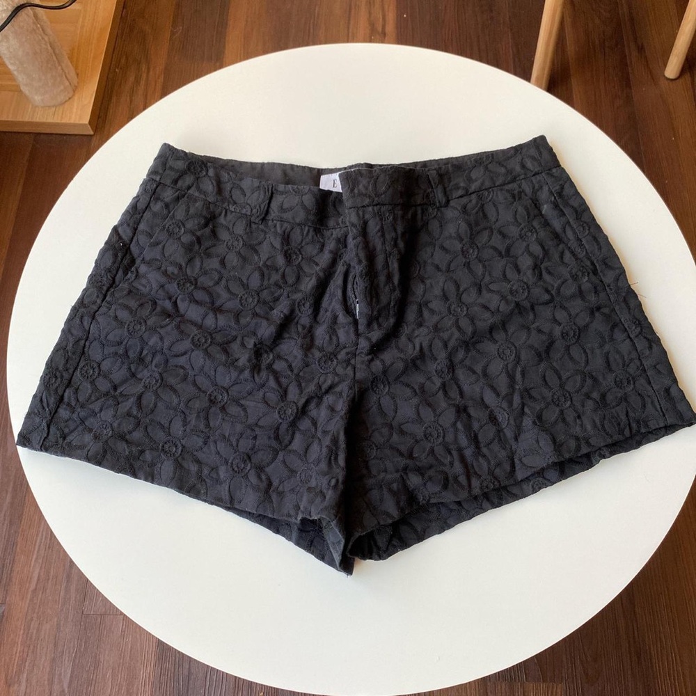 ELLE Black Embroidered Floral Shorts